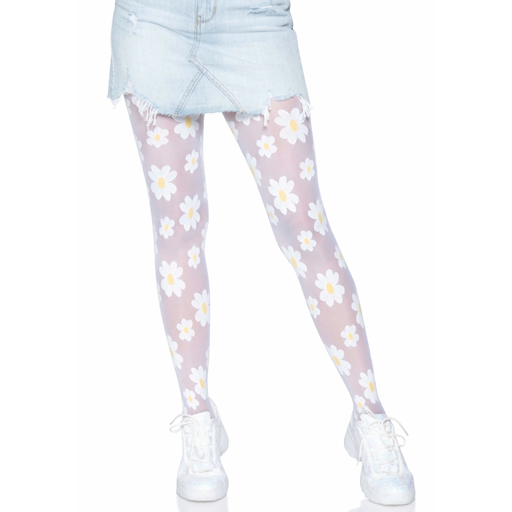 Leg Avenue - Daisy Nylon Sheer Strumpfhose - Weiß